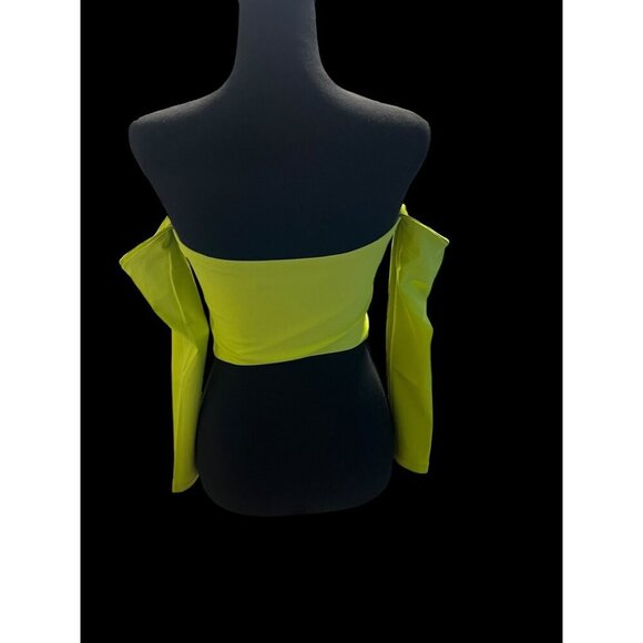 Susana monaco Cropped Off-Shoulder Long Sleeve Top, Lime Green vacation summer - Picture 5 of 7